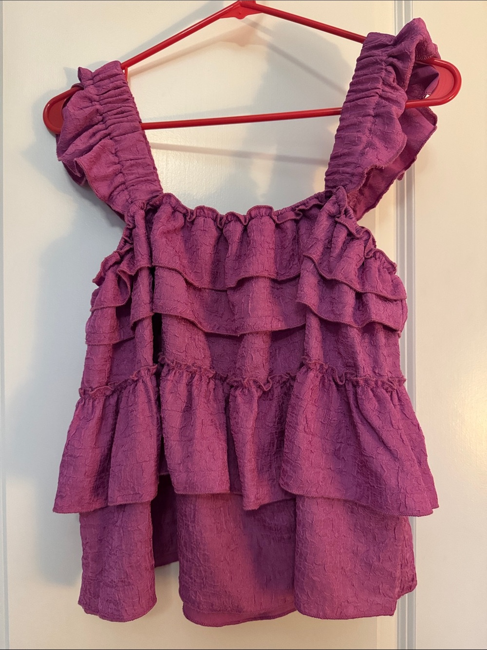 SHEIN Purple Ruffled Sleeveless Blouse
